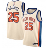 Men's New Yok Knicks #25 Mikal Bridges Cream 2025-26 City Edition Swingman Stitched Basketball Jersey Men's New Yok Knicks #25 Mikal Bridges Cream 2025-26 City Edition Swingman Stitched Basketball Jersey