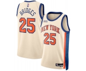 Men's New Yok Knicks #25 Mikal Bridges Cream 2025-26 City Edition Swingman Stitched Basketball Jersey Men's New Yok Knicks #25 Mikal Bridges Cream 2025-26 City Edition Swingman Stitched Basketball Jersey
