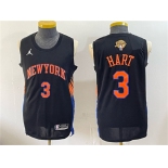 Men's New Yok Knicks #3 Josh Hart Black 2026 Finals Patch Statement Edition Stitched Jersey