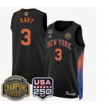 Men's New Yok Knicks #3 Josh Hart Black 2026 Finals Patch &USA 250 Patch Stitched Basketball Jersey Men's New Yok Knicks #3 Josh Hart Black 2026 Finals Patch &USA 250 Patch Stitched Basketball Jersey