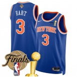 Men's New Yok Knicks #3 Josh Hart Blue 2026 Finals Patch And Finals Champions Patch Icon Edition Stitched Basketball Jersey