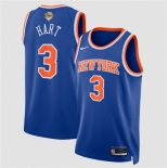 Men's New Yok Knicks #3 Josh Hart Blue 2026 Finals Patch Icon Edition Stitched Basketball Jersey