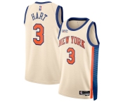 Men's New Yok Knicks #3 Josh Hart Cream 2025-26 City Edition Swingman Stitched Basketball Jersey Men's New Yok Knicks #3 Josh Hart Cream 2025-26 City Edition Swingman Stitched Basketball Jersey