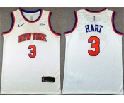 Men's New Yok Knicks #3 Josh Hart White Association Edition Stitched Basketball Jersey Men's New Yok Knicks #3 Josh Hart White Association Edition Stitched Basketball Jersey