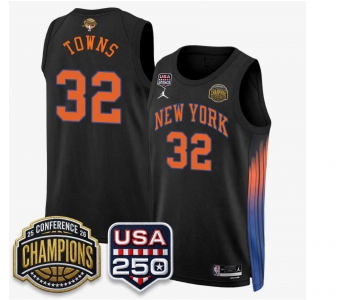 Men's New Yok Knicks #32 Karl-Anthony Black 2026 Finals Patch &USA 250 Patch Stitched Basketball Jersey
