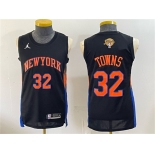 Men's New Yok Knicks #32 Karl-Anthony Towns Black 2026 Finals Patch Statement Edition Stitched Jersey Men's New Yok Knicks #32 Karl-Anthony Towns Black 2026 Finals Patch Statement Edition Stitched Jersey