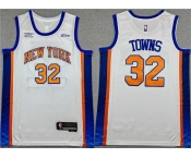 Men's New Yok Knicks #32 Karl-Anthony Towns White 2024-25 City Edition Stitched Basketball Jersey