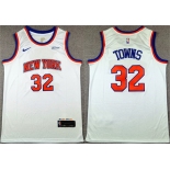 Men's New Yok Knicks #32 Karl-Anthony Towns White 2024 Association Edition Stitched Basketball Jersey Men's New Yok Knicks #32 Karl-Anthony Towns White 2024 Association Edition Stitched Basketball Jersey