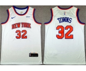 Men's New Yok Knicks #32 Karl-Anthony Towns White 2024 Association Edition Stitched Basketball Jersey Men's New Yok Knicks #32 Karl-Anthony Towns White 2024 Association Edition Stitched Basketball Jersey