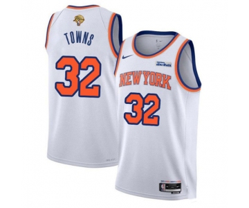 Men's New Yok Knicks #32 Karl-Anthony Towns White 2026 Finals Patch Association Edition Stitched Basketball Jersey