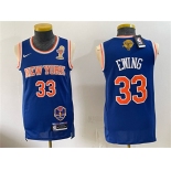 Men's New Yok Knicks #33 Patrick Ewing Blue 2026 Finals Champions Patch Stitched Jersey Men's New Yok Knicks #33 Patrick Ewing Blue 2026 Finals Champions Patch Stitched Jersey