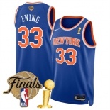 Men's New Yok Knicks #33 Patrick Ewing Blue 2026 Finals Patch And Finals Champions Patch Icon Edition Stitched Basketball Jersey