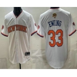 Men's New Yok Knicks #33 Patrick Ewing White 2026 Finals Patch Stitched Baseball Jersey Men's New Yok Knicks #33 Patrick Ewing White 2026 Finals Patch Stitched Baseball Jersey