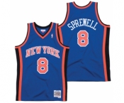 Men's New Yok Knicks #8 Latrell Sprewell 1998-99 Royal Throwback Stitched Jersey