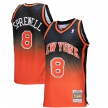 Men's New Yok Knicks #8 Latrell Sprewell  Gradient Black Orange Throwback Stitched Jersey