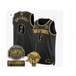 Men's New Yok Knicks #8 OG Anunoby Black Gold 2026 Finals Patch &2026 champions Patch Stitched Basketball Jersey Men's New Yok Knicks #8 OG Anunoby Black Gold 2026 Finals Patch &2026 champions Patch Stitched Basketball Jersey
