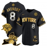 Men's New Yok Knicks #8 OG Anunoby Black Gold White Number 2026 Finals Patch & EASTERN Patch Stitched Basketball Jersey Men's New Yok Knicks #8 OG Anunoby Black Gold White Number 2026 Finals Patch & EASTERN Patch Stitched Basketball Jersey