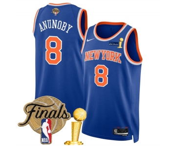 Men's New Yok Knicks #8 OG Anunoby Blue 2026 Finals Patch And Finals Champions Patch Icon Edition Stitched Basketball Jersey