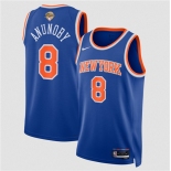Men's New Yok Knicks #8 OG Anunoby Blue 2026 Finals Patch Icon Edition Stitched Basketball Jersey