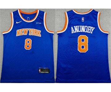 Men's New Yok Knicks #8 OG Anunoby Blue Icon Edition Edition Stitched Basketball Jersey