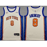 Men's New Yok Knicks #8 OG Anunoby Cream 2024-25 City Edition Stitched Basketball Jersey