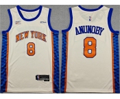 Men's New Yok Knicks #8 OG Anunoby Cream 2024-25 City Edition Stitched Basketball Jersey Men's New Yok Knicks #8 OG Anunoby Cream 2024-25 City Edition Stitched Basketball Jersey