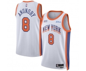 Men's New Yok Knicks #8 OG Anunoby White 2024-25 City Edition Stitched Basketball Jersey