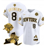 Men's New Yok Knicks #8 OG Anunoby White Gold 2026 Finals Patch & EASTERN Patch Stitched Basketball Jersey Men's New Yok Knicks #8 OG Anunoby White Gold 2026 Finals Patch & EASTERN Patch Stitched Basketball Jersey