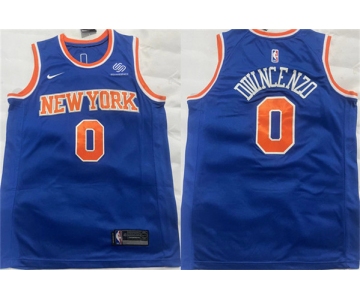 Men's New York Knicks #0 Donte DiVincenzo Blue Stitched Basketball Jersey
