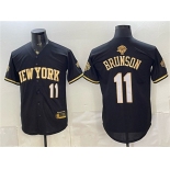 Men's New York Knicks #11 Jalen Brunson Black Gold 2026 Finals Patch Stitched Baseball Jersey Men's New York Knicks #11 Jalen Brunson Black Gold 2026 Finals Patch Stitched Baseball Jersey