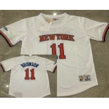 Men's New York Knicks #11 Jalen Brunson White Short-Sleeved Swingman Stitched Throwback Jersey Men's New York Knicks #11 Jalen Brunson White Short-Sleeved Swingman Stitched Throwback Jersey