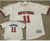 Men's New York Knicks #11 Jalen Brunson White Short-Sleeved Swingman Stitched Throwback Jersey Men's New York Knicks #11 Jalen Brunson White Short-Sleeved Swingman Stitched Throwback Jersey