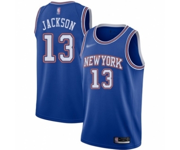 Men's New York Knicks #13 Mark Jackson Authentic Blue Basketball Jersey - Statement Edition