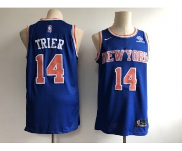 Men's New York Knicks #14 Allonzo Trier Blue Basketball Swingman Icon Edition Jersey