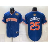 Men's New York Knicks #25 Mikal Bridges Blue 2026 Finals & Eastern Conference Champions Patch Stitched Baseball Jersey