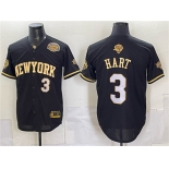 Men's New York Knicks #3 Josh Hart Black Gold 2026 Finals & Eastern Conference Champions Patch Stitched Baseball Jersey Men's New York Knicks #3 Josh Hart Black Gold 2026 Finals & Eastern Conference Champions Patch Stitched Baseball Jersey