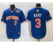 Men's New York Knicks #3 Josh Hart Royal 2026 Finals & Eastern Conference Champions Patch Stitched Baseball Jersey Men's New York Knicks #3 Josh Hart Royal 2026 Finals & Eastern Conference Champions Patch Stitched Baseball Jersey