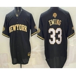 Men's New York Knicks #33 Patrick Ewing Black Gold 2026 Finals Patch Stitched Baseball Jersey Men's New York Knicks #33 Patrick Ewing Black Gold 2026 Finals Patch Stitched Baseball Jersey