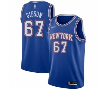 Men's New York Knicks #67 Taj Gibson Swingman Blue Basketball Jersey - Statement Edition