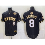 Men's New York Knicks #8 OG Anunoby Black Gold 2026 Finals & Eastern Conference Champions Patch Stitched Baseball Jersey Men's New York Knicks #8 OG Anunoby Black Gold 2026 Finals & Eastern Conference Champions Patch Stitched Baseball Jersey