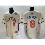 Men's New York Knicks #8 OG Anunoby Cream 2026 Finals & Eastern Conference Champions Patch Stitched Baseball Jersey Men's New York Knicks #8 OG Anunoby Cream 2026 Finals & Eastern Conference Champions Patch Stitched Baseball Jersey