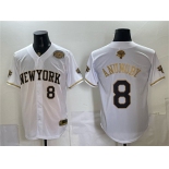 Men's New York Knicks #8 OG Anunoby White Gold 2026 Finals & Eastern Conference Champions Patch Stitched Baseball Jersey Men's New York Knicks #8 OG Anunoby White Gold 2026 Finals & Eastern Conference Champions Patch Stitched Baseball Jersey