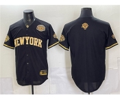 Men's New York Knicks Blank Black Gold 2026 Finals & Eastern Conference Champions Patch Stitched Baseball Jersey Men's New York Knicks Blank Black Gold 2026 Finals & Eastern Conference Champions Patch Stitched Baseball Jersey