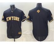Men's New York Knicks Blank Black Gold 2026 Finals Patch Stitched Baseball Jersey Men's New York Knicks Blank Black Gold 2026 Finals Patch Stitched Baseball Jersey