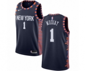 Men's Nike New York Knicks #1 Emmanuel Mudiay Swingman Navy Blue NBA Jersey - 2018-19 City Edition