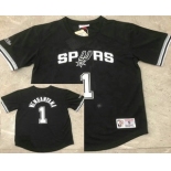 Men's San Antonio Spurs #1 Victor Wembanyama Black Short-Sleeved Swingman Stitched Throwback Jersey