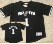 Men's San Antonio Spurs #1 Victor Wembanyama Black Short-Sleeved Swingman Stitched Throwback Jersey Men's San Antonio Spurs #1 Victor Wembanyama Black Short-Sleeved Swingman Stitched Throwback Jersey