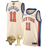 New Yok Knicks #11 Jalen Brunson Cream 2026 Finals Patch And Finals Champions Patch City Edition Stitched Basketball Jersey New Yok Knicks #11 Jalen Brunson Cream 2026 Finals Patch And Finals Champions Patch City Edition Stitched Basketball Jersey