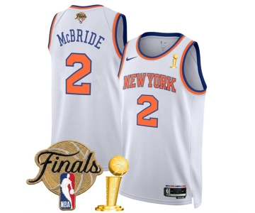 New Yok Knicks #2 Miles McBride White 2026 Finals Patch And Finals Champions Patch Association Edition Stitched Basketball Jersey