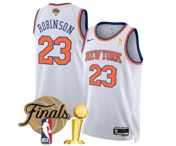 New Yok Knicks #23 Mitchell Robinson White 2026 Finals Patch And Finals Champions Patch Association Edition Stitched Basketball Jersey